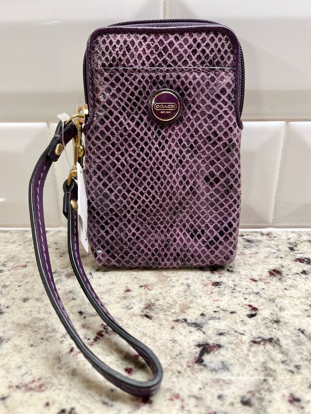 Coach Snakeskin Wristlet Accessory Pouch NWT